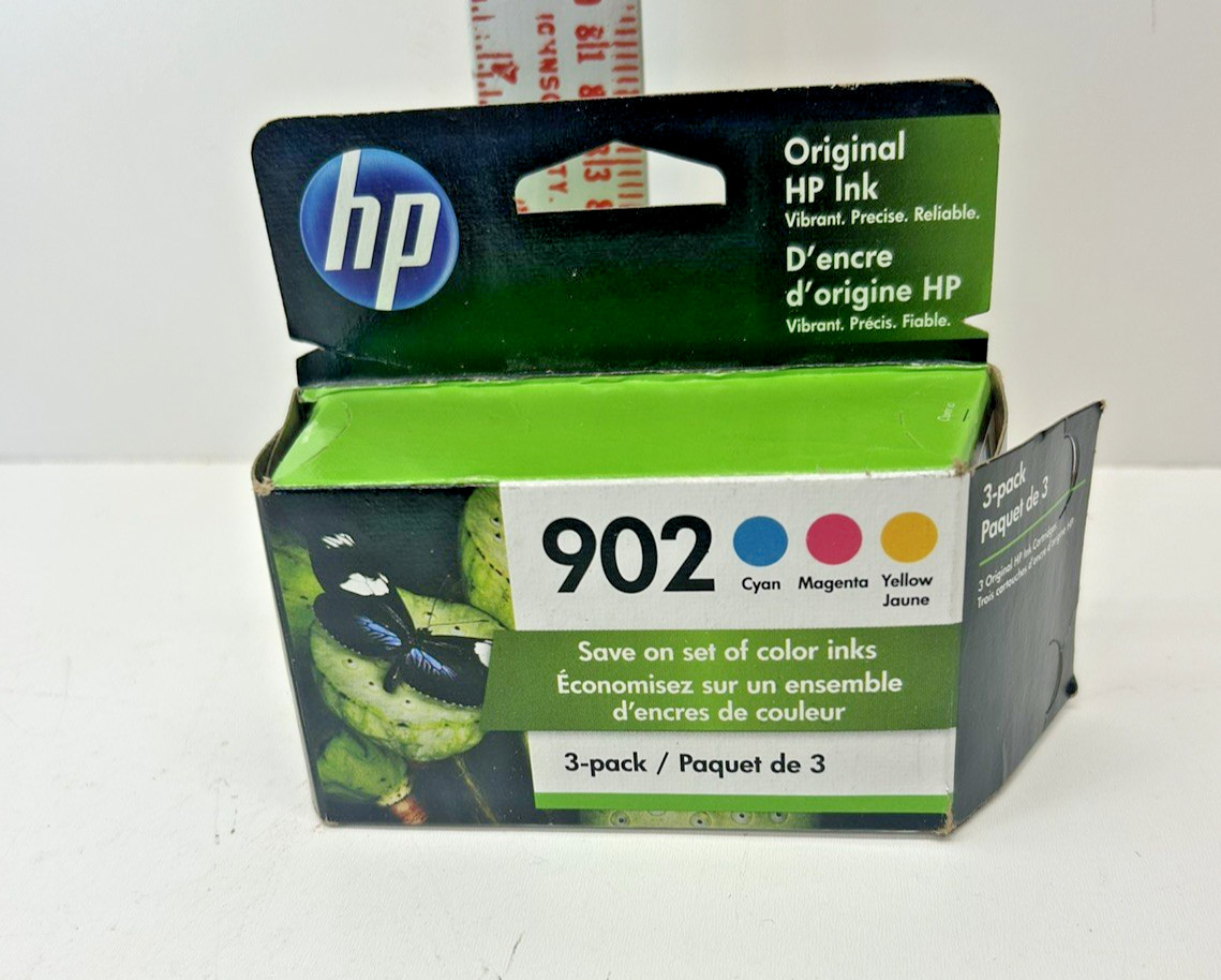 New Genuine HP 902 Cyan Magenta Yellow 3PK Ink Cartridges exp 10/2022