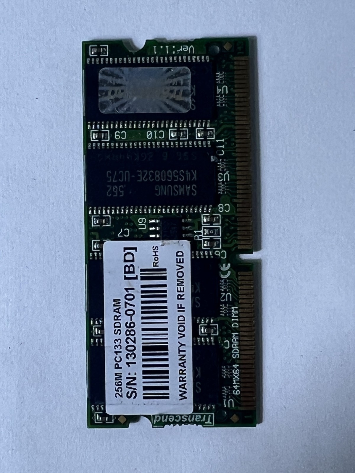 Transcend 256M PC133 SDRAM Laptop Memory Module DDR 256MB 144 Pin 133 MHz SODIMM