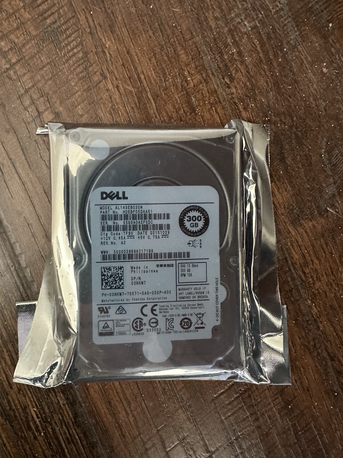 Dell Server Hard Disk Drive 300GB 2.5inch 10K SAS 12Gbps HDD