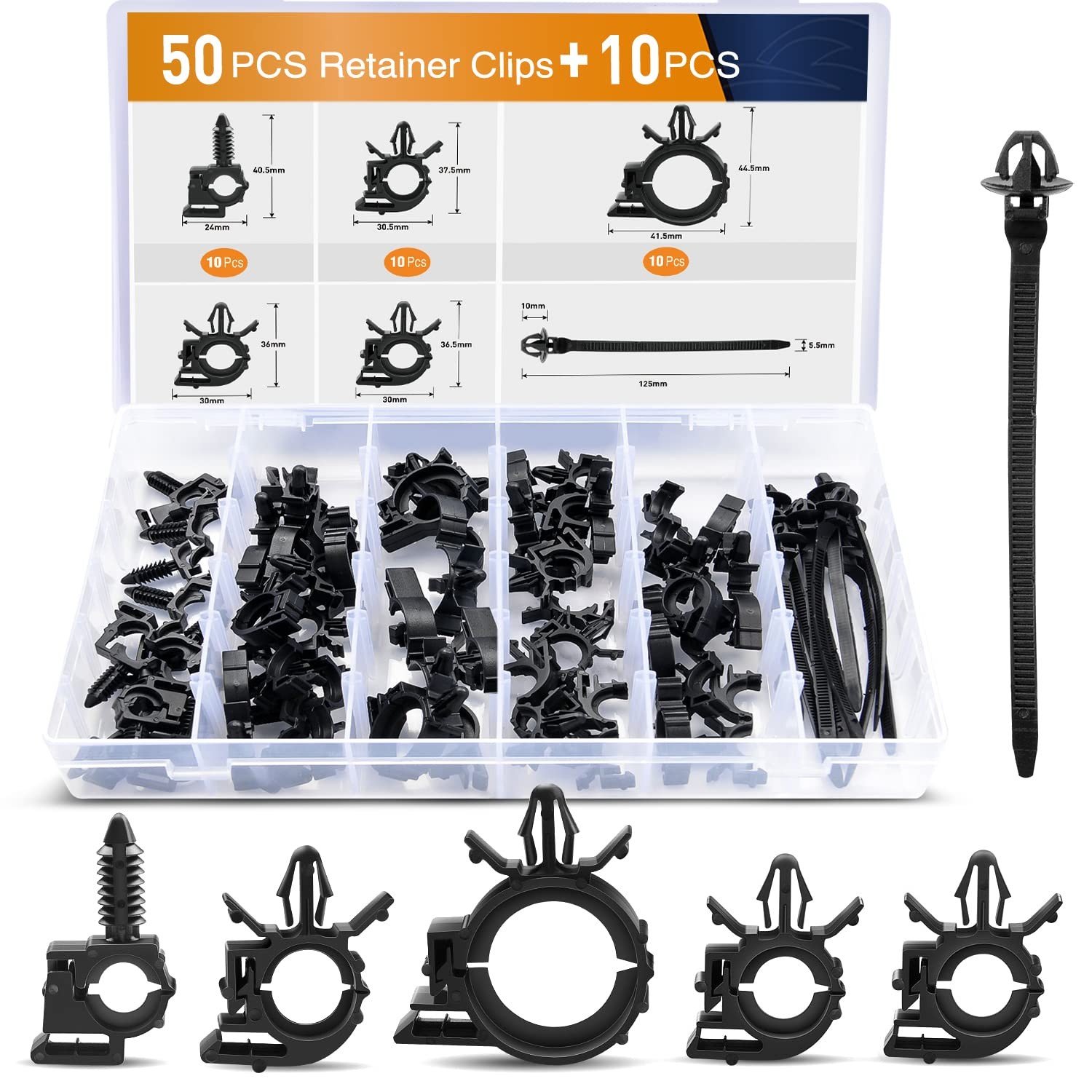 GOOACC 60Pcs Car Wire Loom 60PCS Routing clips, 60pcs Clips 