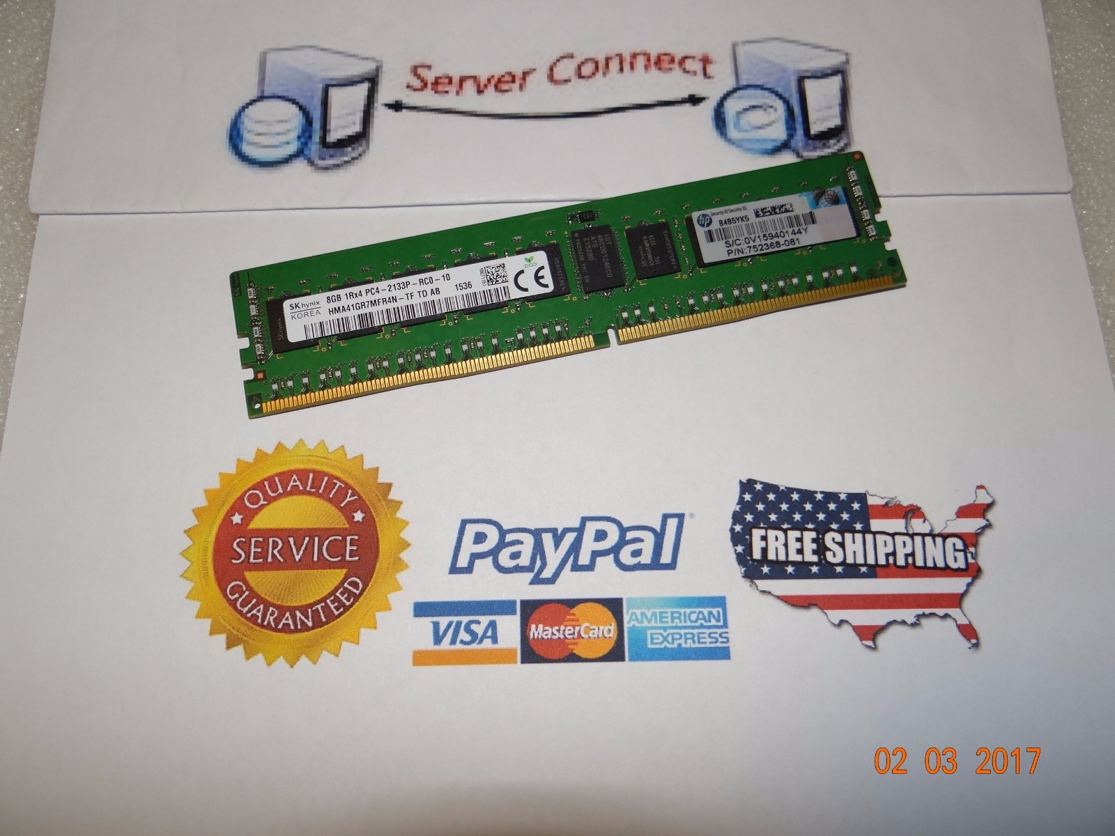 805347-B21 HP 8GB 1RX8 DDR4-2400T-R MEMORY KIT-- BULK-- 809080-091 / 819410-001