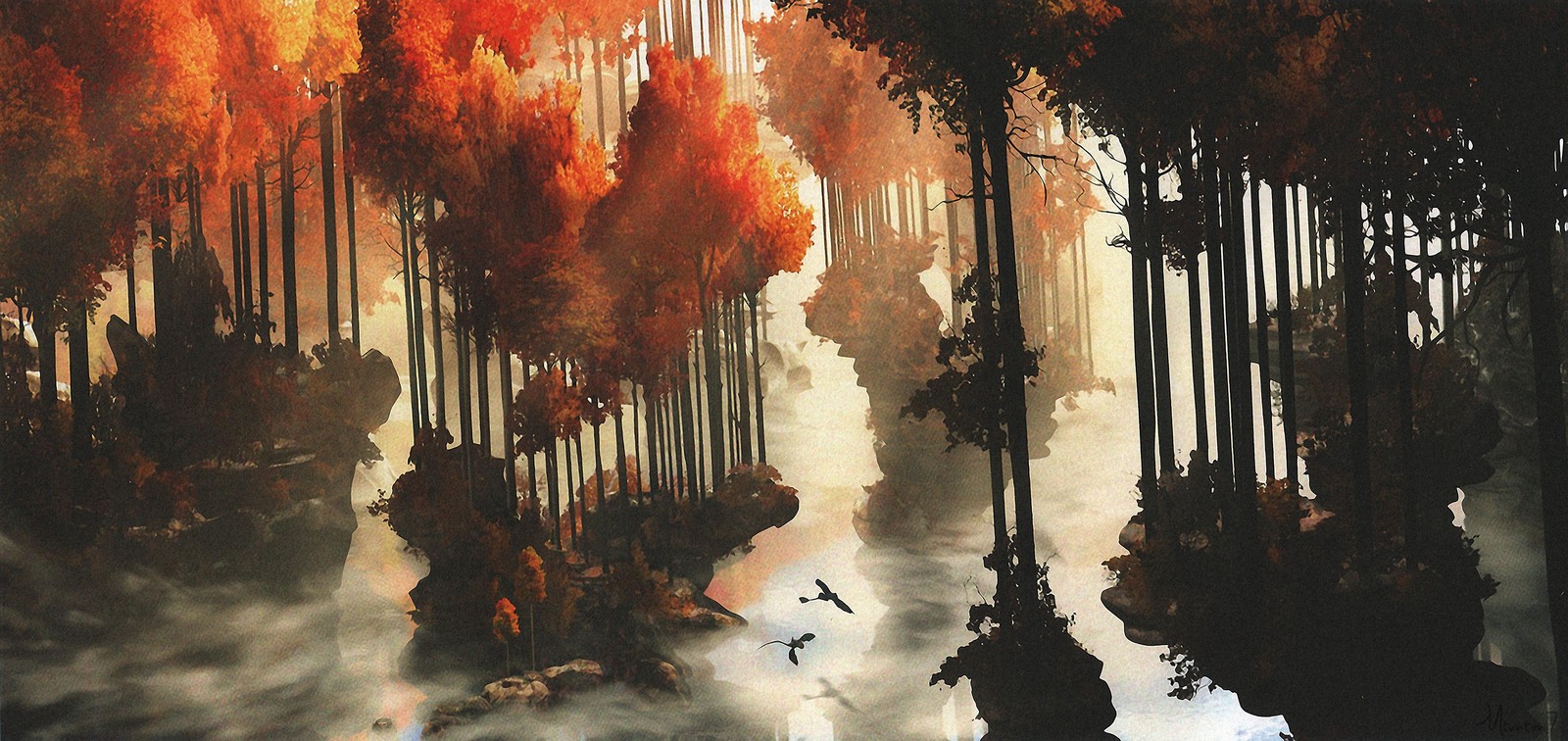 Landscape how to train your dragon 2 trees fall movies Custom Gaming Mat Desk