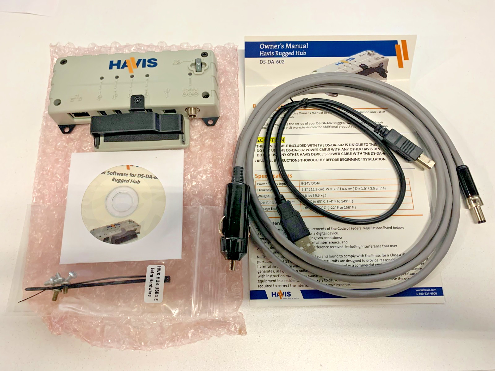 Havis DS-DA-602 Rugged Communications Hub 4-Port USB Ethernet Rev A USA
