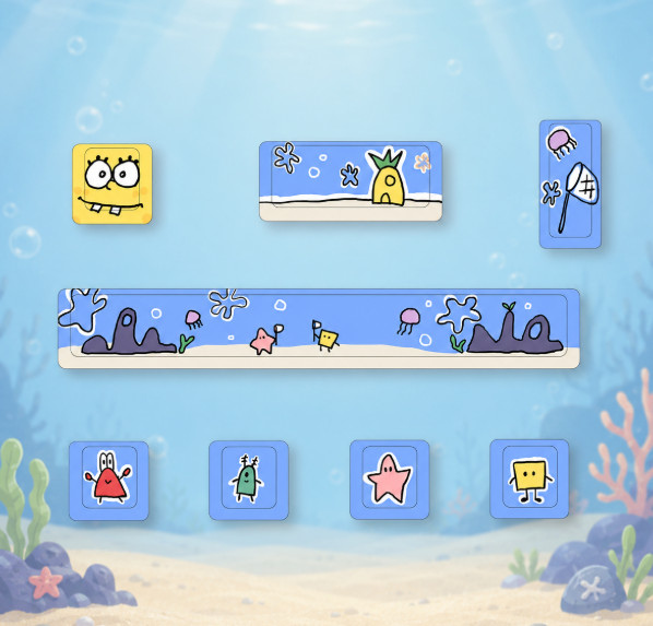 SpongeBob SquarePants Mechanical Keyboard Keycap Set, 8-Key Cute Theme