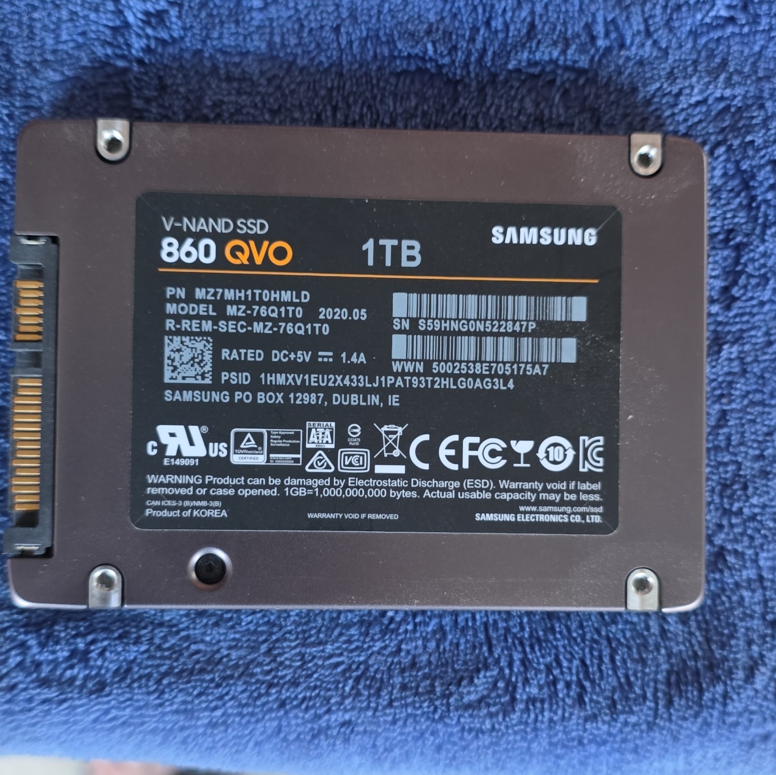 Samsung 860 QVO 1TB 2.5in SATA III Internal SSD SED MZ-76Q1T0 MZ7MH1T0