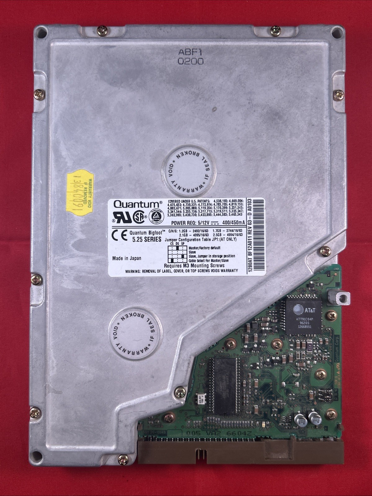Quantum Bigfoot BF12A011 Rev 03-D A0103 1.2GB IDE 5,25" 3600rpm 1280AT HDD