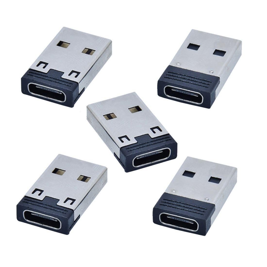chenyang 5 Pack USB to C Adapter C Female 2.0 Male Black