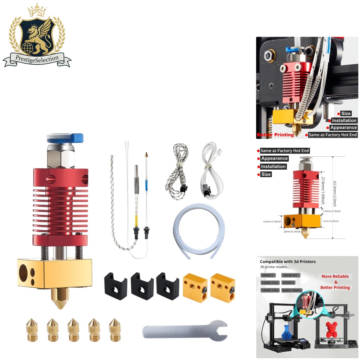 Complete Ender 3 Hotend Replacement Kit: Thermistor, Nozzles & More Included
