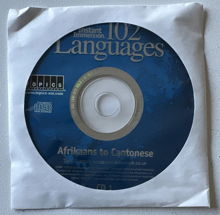 Instant Immersion 102 Languages CD-ROM Disc 1 Afrikaans to Cantonese PC / MAC