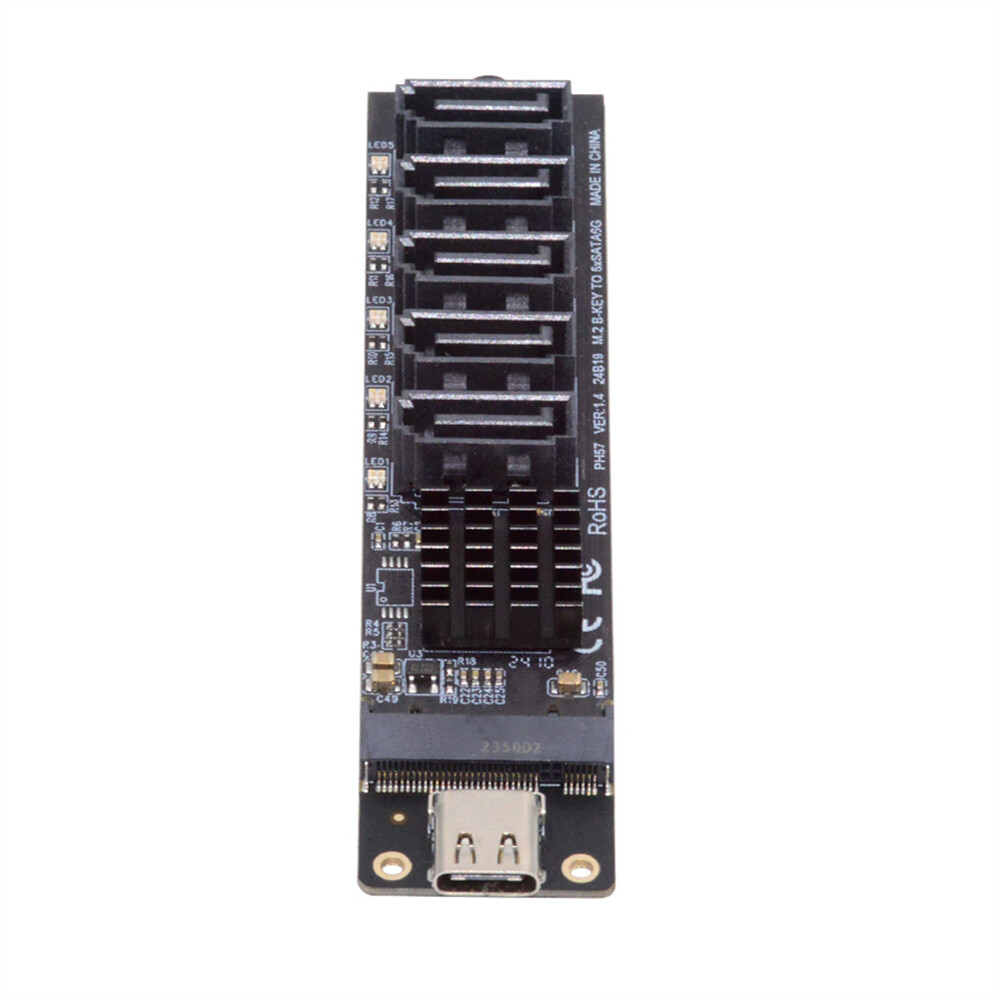 Cablecy USB-C Type-C to NGFF Key B+M SATA 6Gbps 5 Ports Adapter Converter PM
