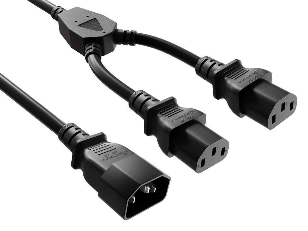 72inches (6ft) IEC320 C14 to Dual C13 Power Extension Cord Splitter, 16 AWG, ...