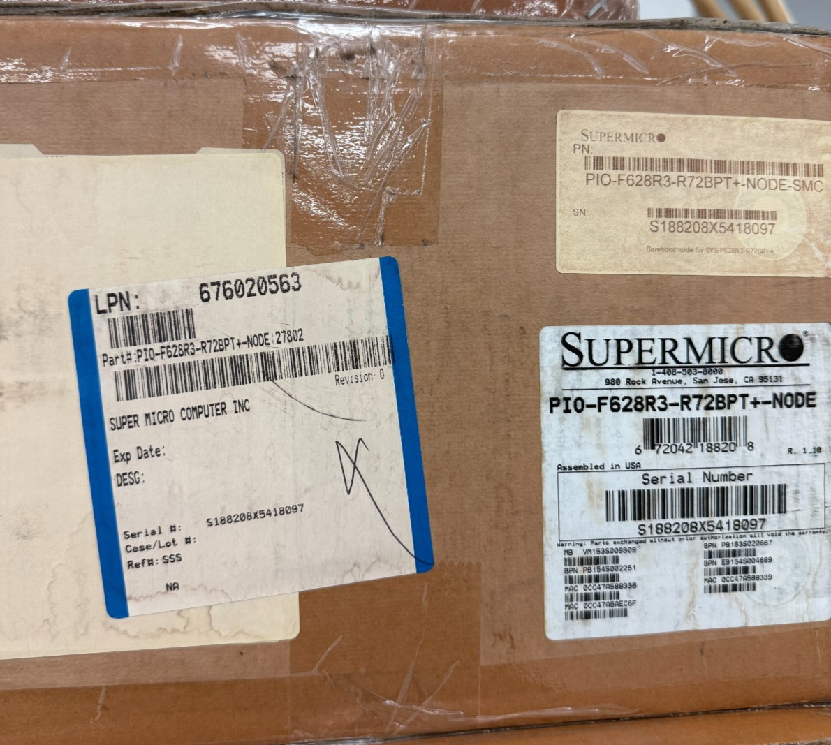 Supermicro PIO-F628R3-R72BPT+ Barebone Node for SYS-F628R3-R72BPT+ NS PP12