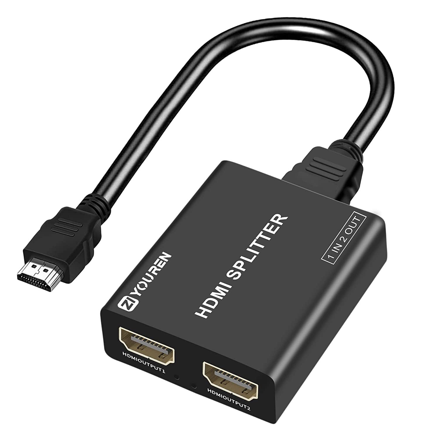 HDMI Splitter 1 in 2 Out - 4K@30Hz for Full HD 1080P 1x2, Black