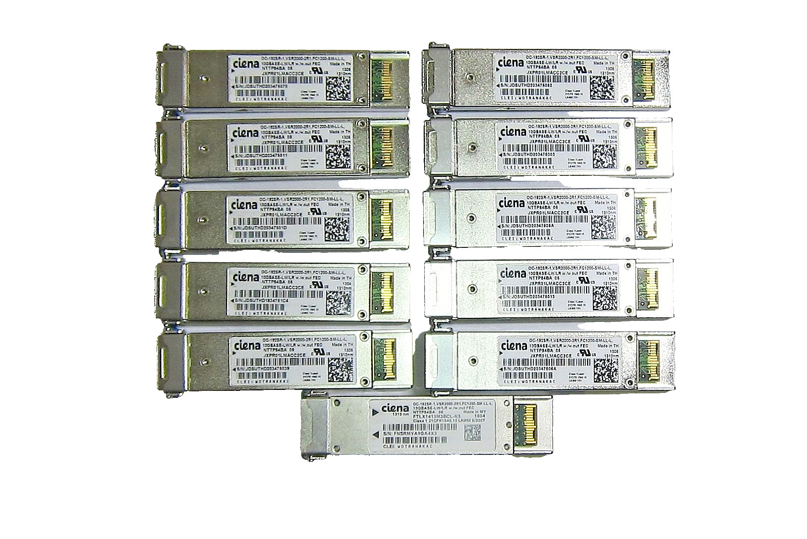 Lot of 13Pcs Ciena 10GBase-LW/LR OC-192SR-1, VSR2000-2R1, FC1200-SM-LL-L Modules
