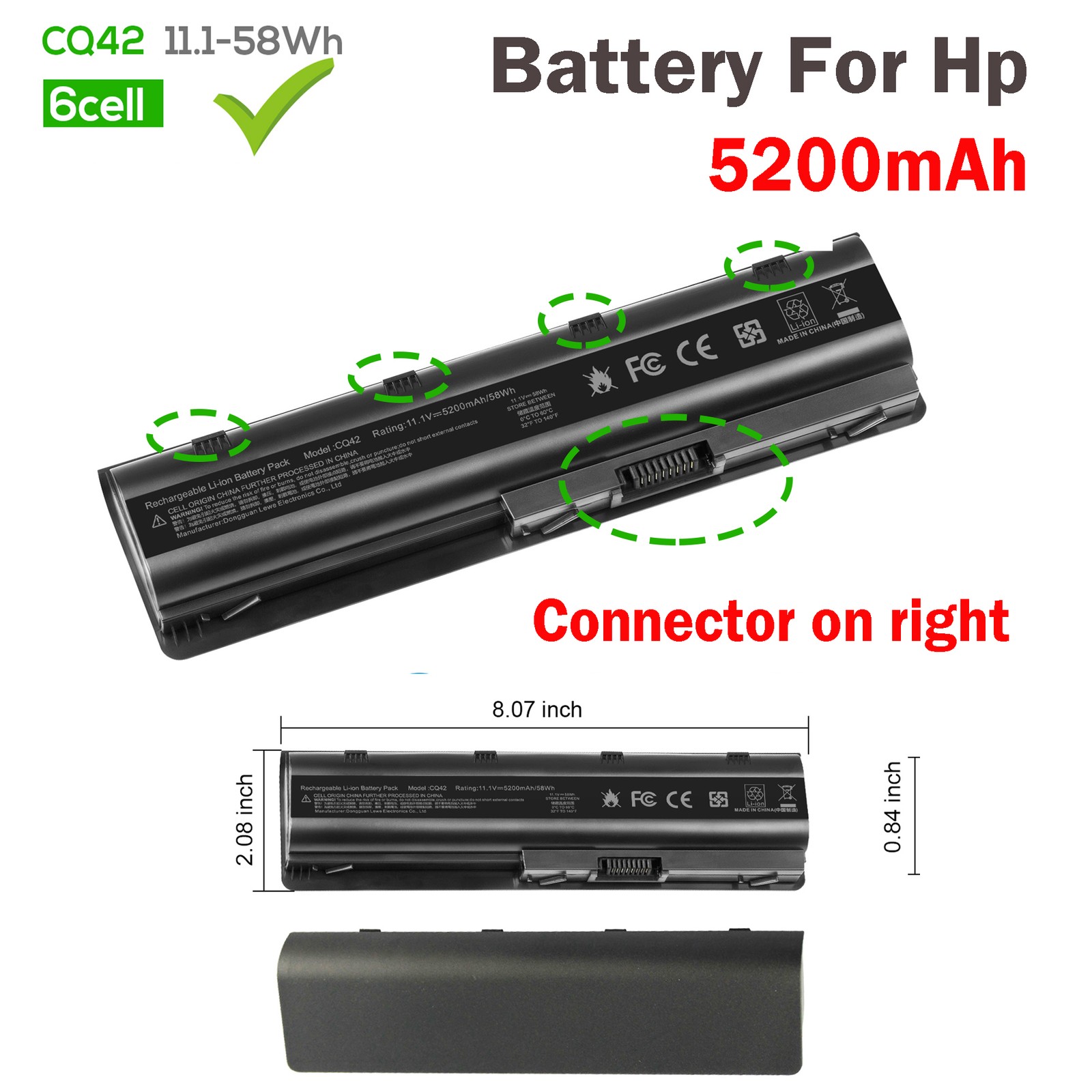 LOT 6 Cells Battery for HP Pavilion dv6 dv5 g6 g7 dm4 G72 593553-001 CQ42 Mu06