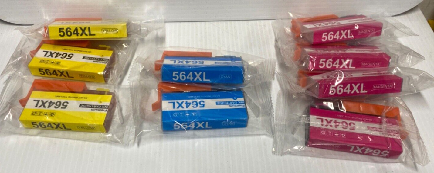 564 xl INK For HP CQ176A Printer Lot Of 9 Mixed Colors Aftermarket (FC111-2Q1575