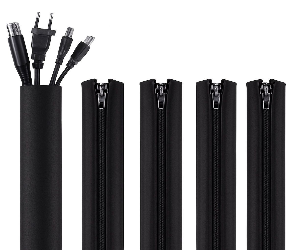 Kootek 5 Pack Cable Management Sleeves 19.5" Wire Organiser Cable Cover Black