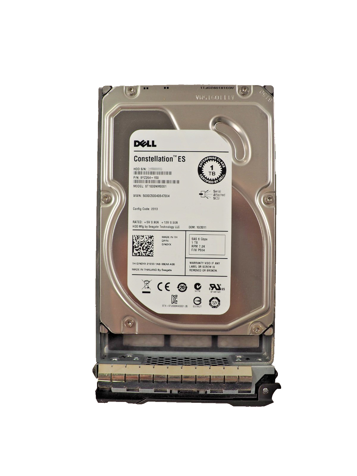 DELL CONSTELLATION ES 1TB 7.2K 6G SAS 3.5" HDD ST1000NM0001 740YX w/F238F caddy