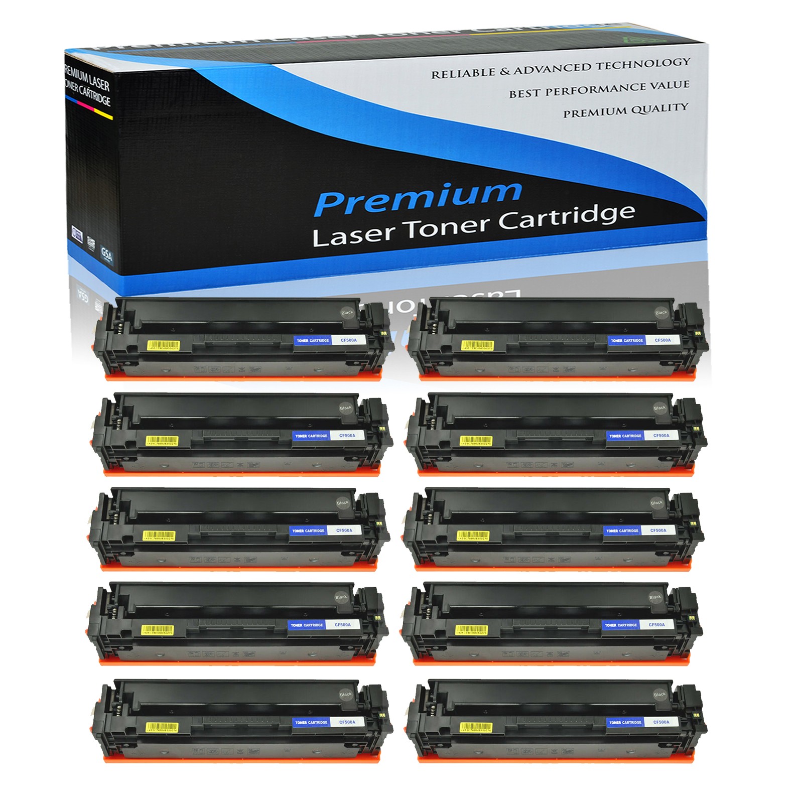 10 Pack - Black CF500A 202A Toner for HP LaserJet Pro MFP M280nw M281fdn M281dw
