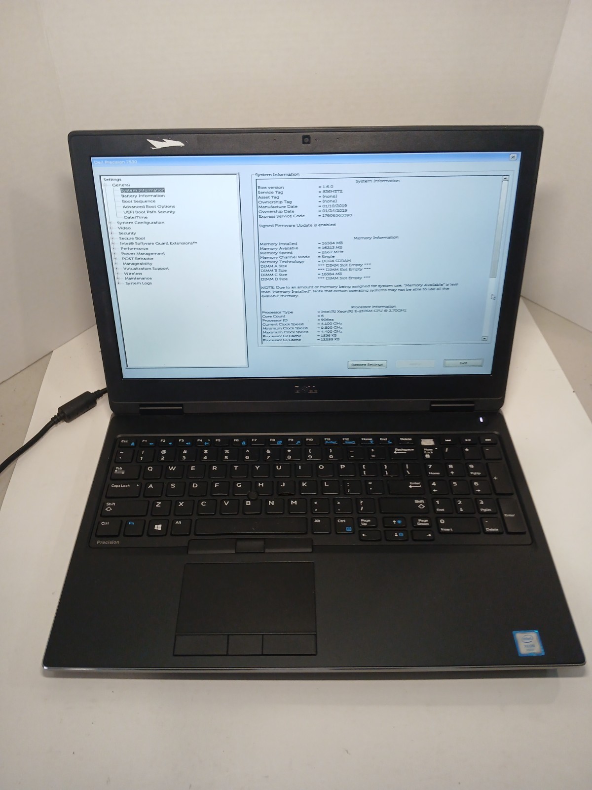 Dell Precision 7530 Xeon E-2176M 2.70GHz 16GB RAM NO OS/SSD *READ* #97