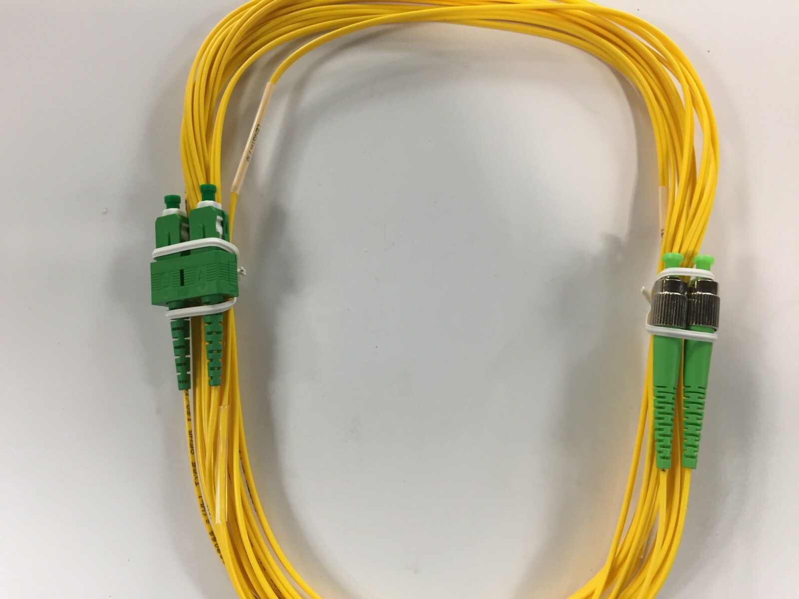 Fiber Optic Jumper Cable GFOPC,SM9/125,OS2,2Fiber,Zip,1.6,OFNR,FC/APC-SC/APC 7m 