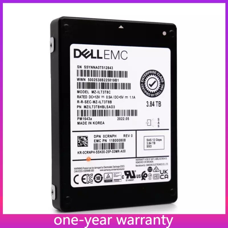  PM1643a MZ-ILT3T8C Samsung 3.84TB DELL SSD 2.5" SAS 12Gbps MZILT3T8HBLSAD3 Used