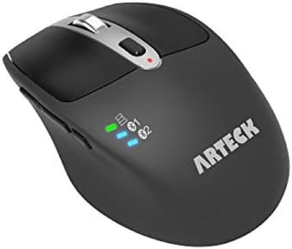 Arteck Wireless Bluetooth Mouse with Nano USB Receiver, Black, 4-Month Battery