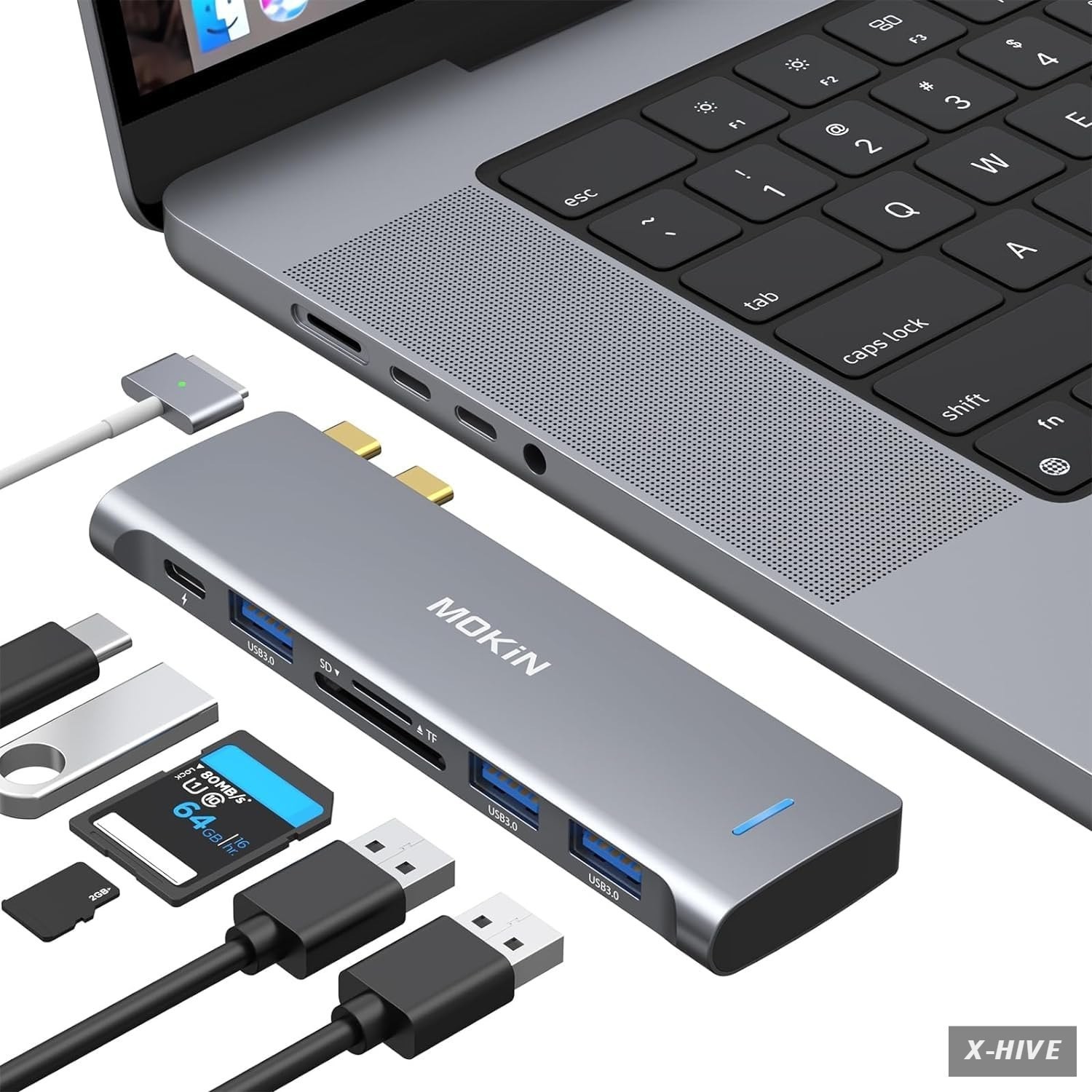 USB C Adapter for MacBook Pro/Air M1 M2, MOKiN Hub MacBook Pro Accessories USB