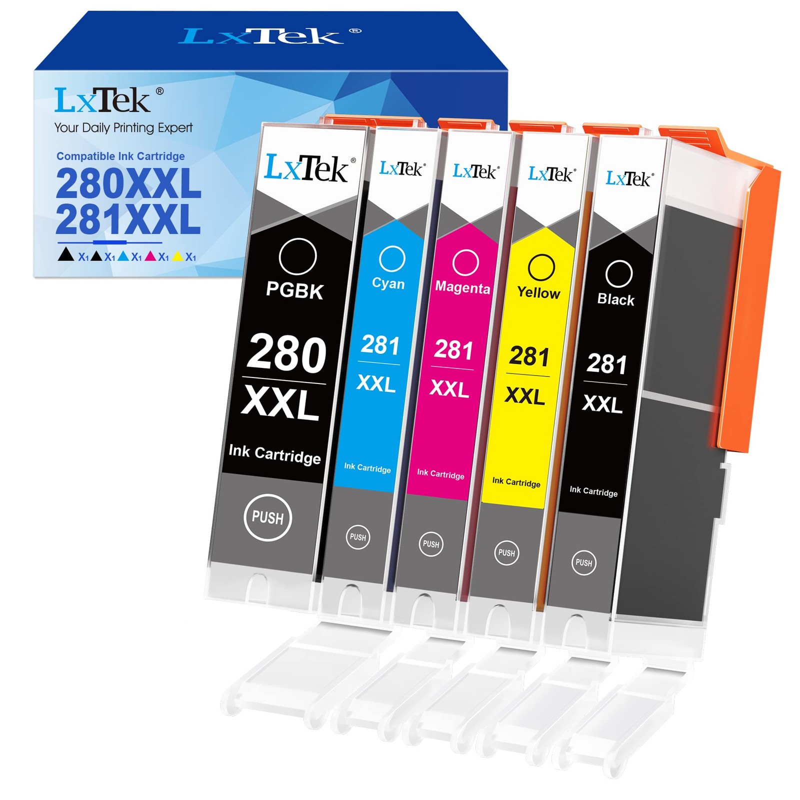 LxTek 280XXL 281XXL Ink Cartridge 5 Pack for Canon TR Series Printers