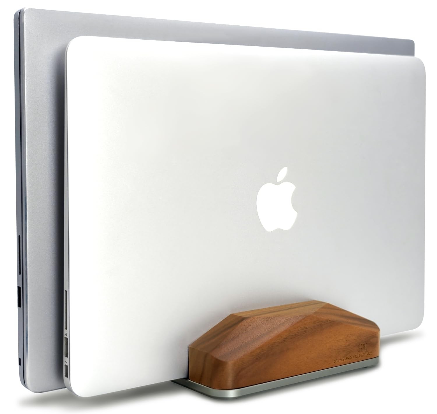 Dual Laptop Holder Vertical Laptop Stand, Natural Wood, Adjustable Dock, Wood...