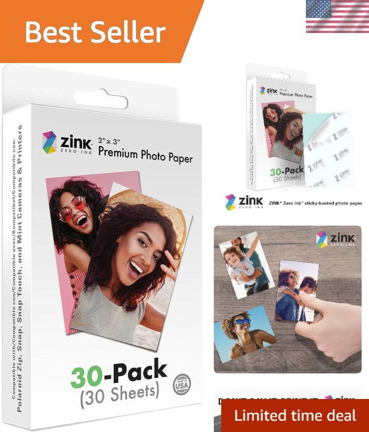 Vibrant 2x3 Sticky-Back Photo Paper - Compatible with Polaroid Devices