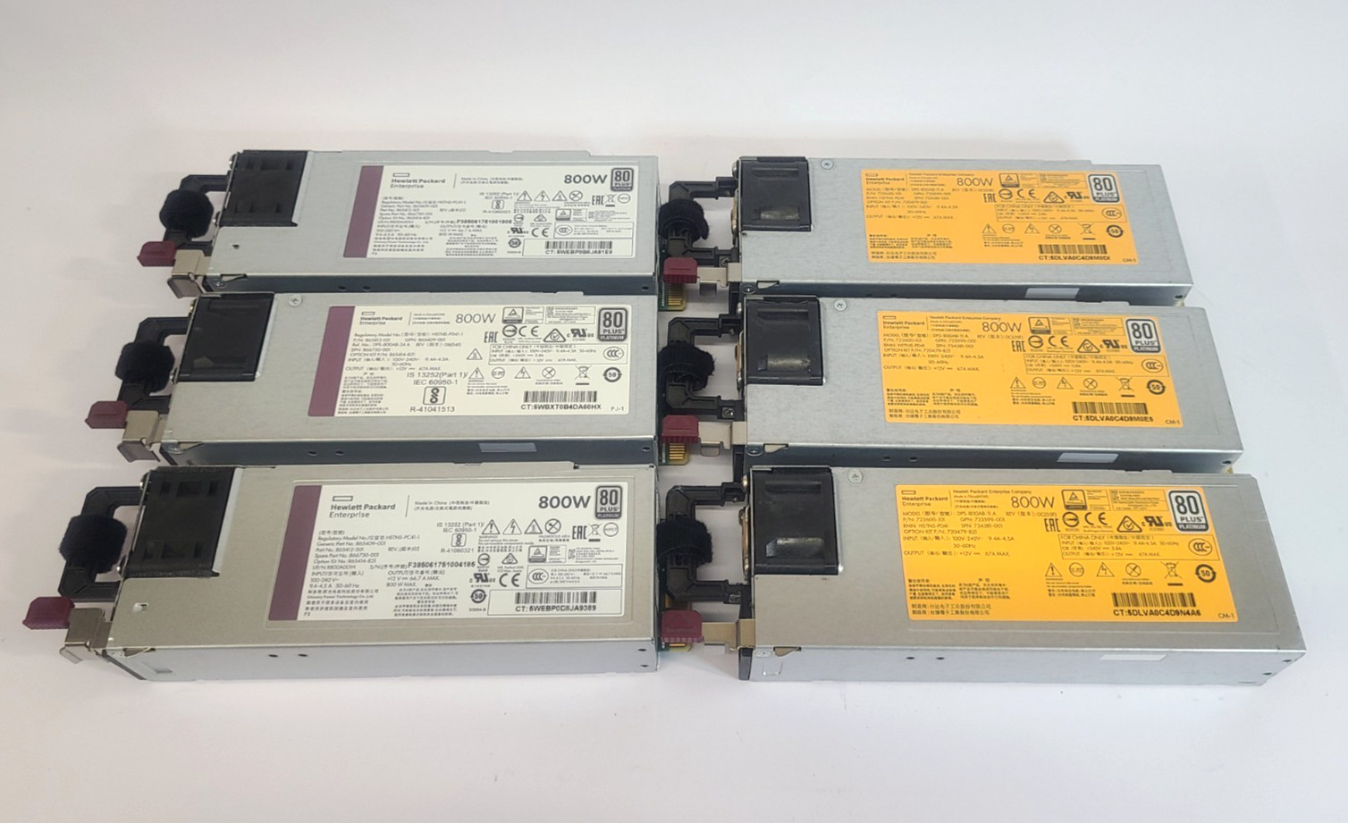 Mixed Lot of 6 HPE 800W 80 Plus Platinum Power Supplies