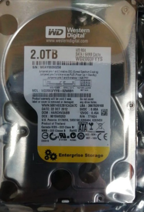 Western Digital WD RE4 WD2003FYYS 3.5" 2TB 64MB SATA HDD QFX3100-HDD-2TB