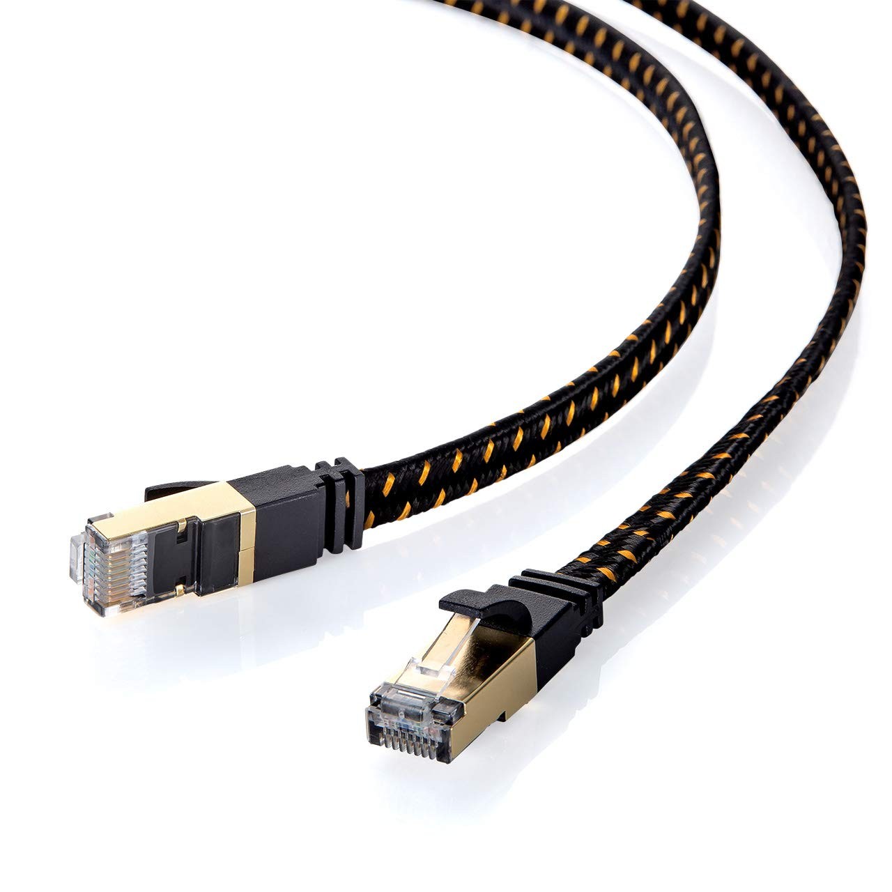 Sanwa Supply LAN Cable CAT8 Mesh Flat, Anti-Snag Connector, 5m, 40/25Gbps/2000MH