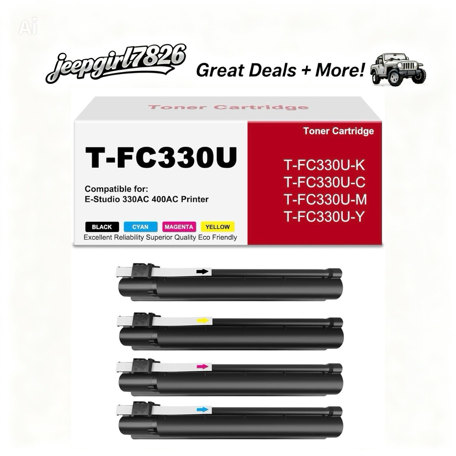 T-FC330U 4 Pack Toner Compatible 330AC 400AC Black Cyan Magenta Yellow
