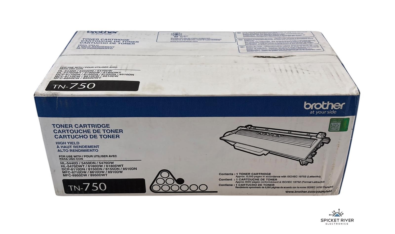 NEW - Genuine Brother TN-750 Black 8000 Page High Yield Toner Cartridge