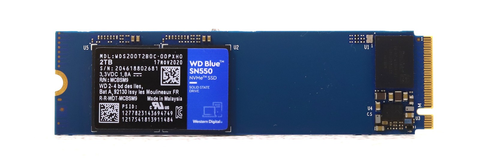 WD Blue SN550 2TB M.2 2280 PCIe Gen3 x4 NVMe SSD P/N: WDS200T2B0C-00PXH0 Tested