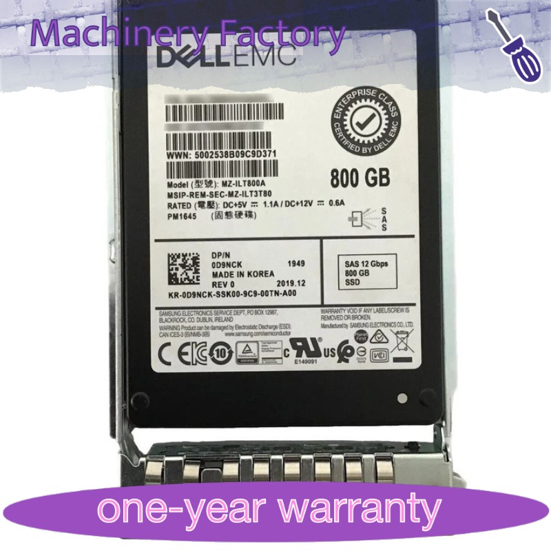 0D9NCK D9NCK DELL EMC 800GB 12Gb/s SAS 2.5" Server SSD 14/15/16G KIT