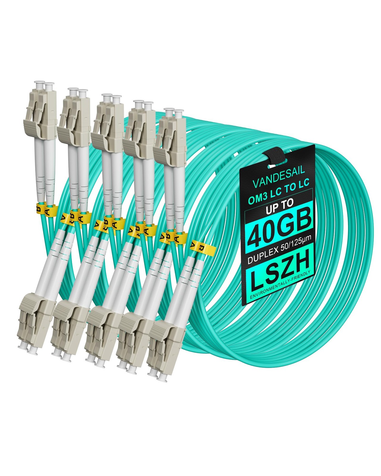Fiber Patch Cable, OM3 LC to LC 10G Gigabit Multimode Fiber Optic Patch Cable...