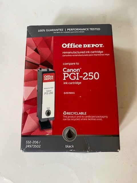 Office Depot Brand for Canon PGI-250, Black Ink Cartridge - NEW in SEALED Box