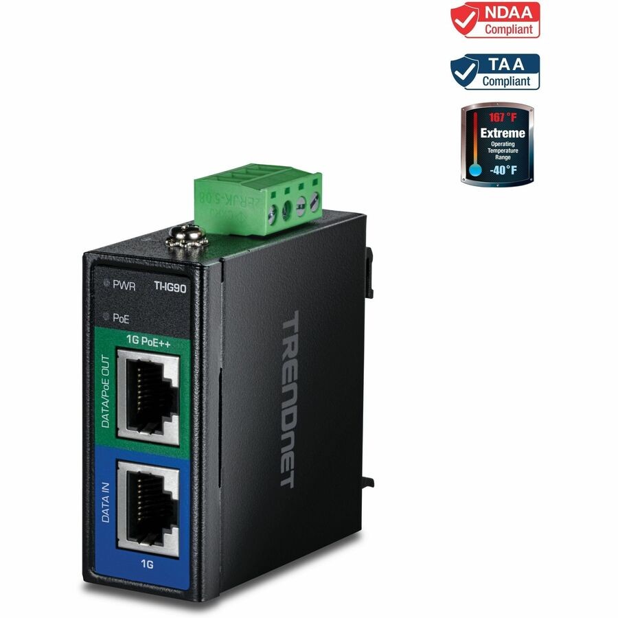 TRENDnet Hardened Industrial 90W Gigabit 4Port poe Injector TIIG90