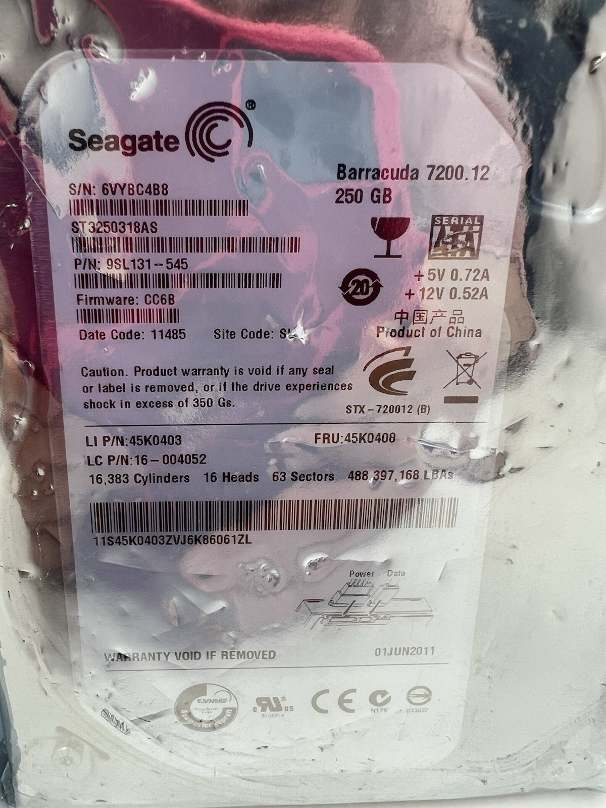 Seagate Barracuda (ST3250620A) 250GB, 7200RPM, 3.5" IDE Internal HDD NOS New