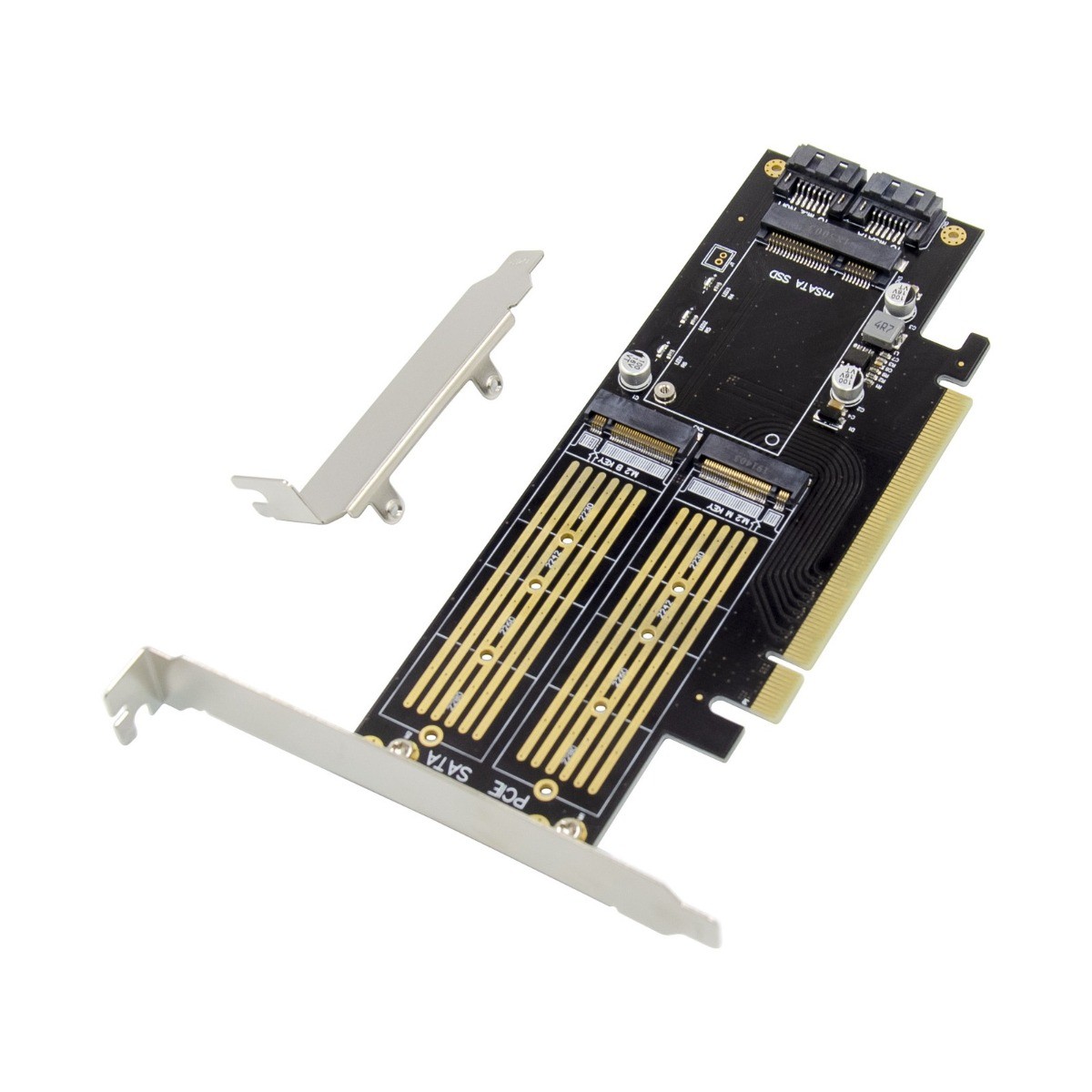 PCIe X16 MSATA M.2 NVMe SSD  SATA 6Gbps Storage Expansion Card Adapter