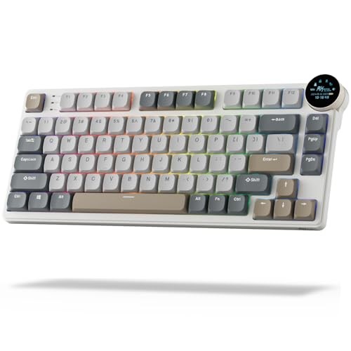 RK ROYAL KLUDGE N80 LOW PROFILE MECHANICAL KEYBOARD W/SMART DISPLAY - SANDY GRAY