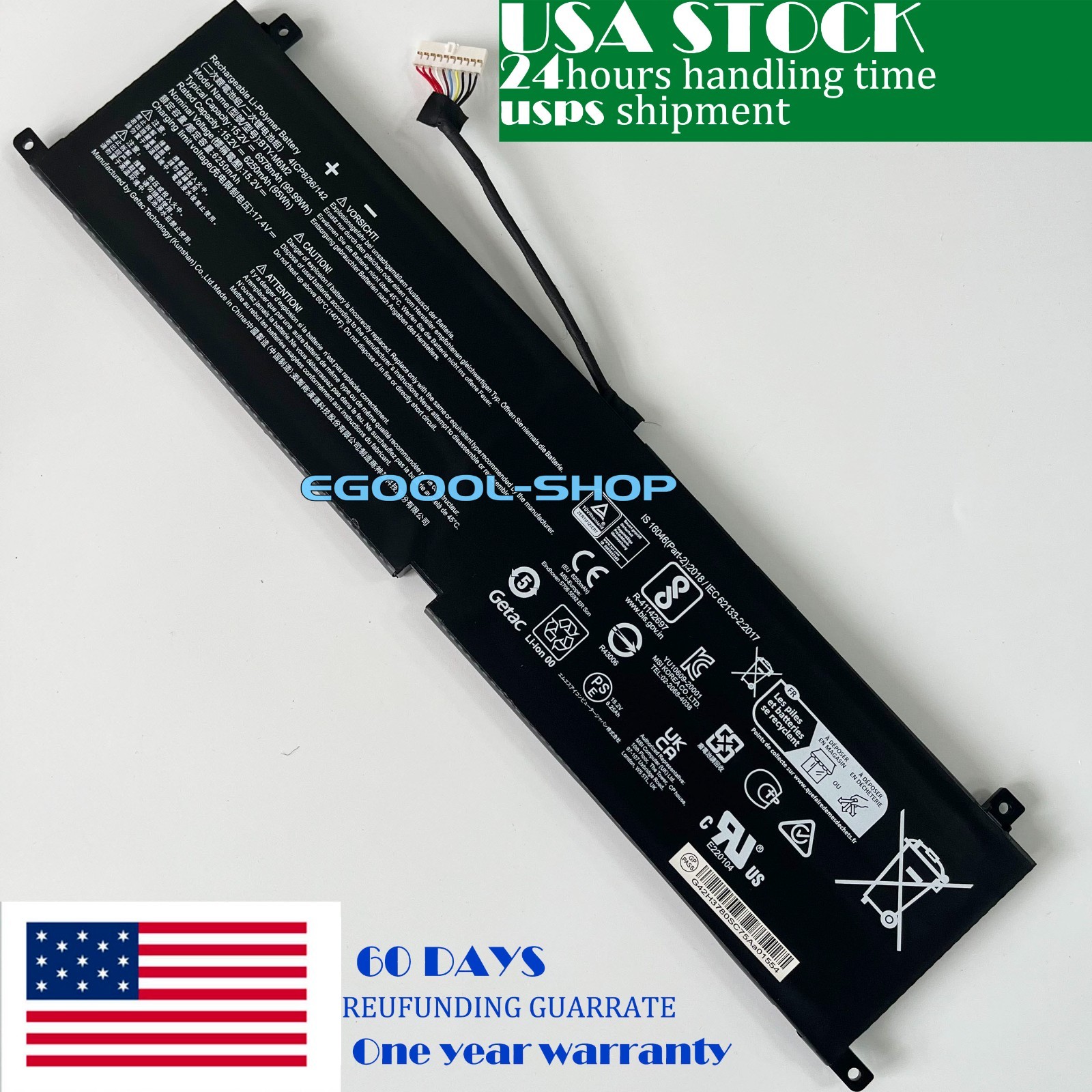 USA NEW Genuine 99.99Wh BTY-M6M2 Battery For MSI Stealth 16 Studio A13VG-056US