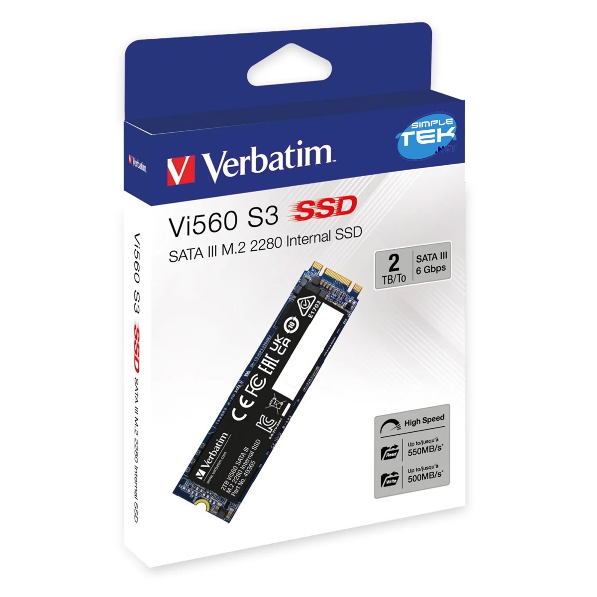 Verbatim Vi560 S3 SSD M.2 SATA 2TB 2280 NGFF 2000GB Solid State Drive PC