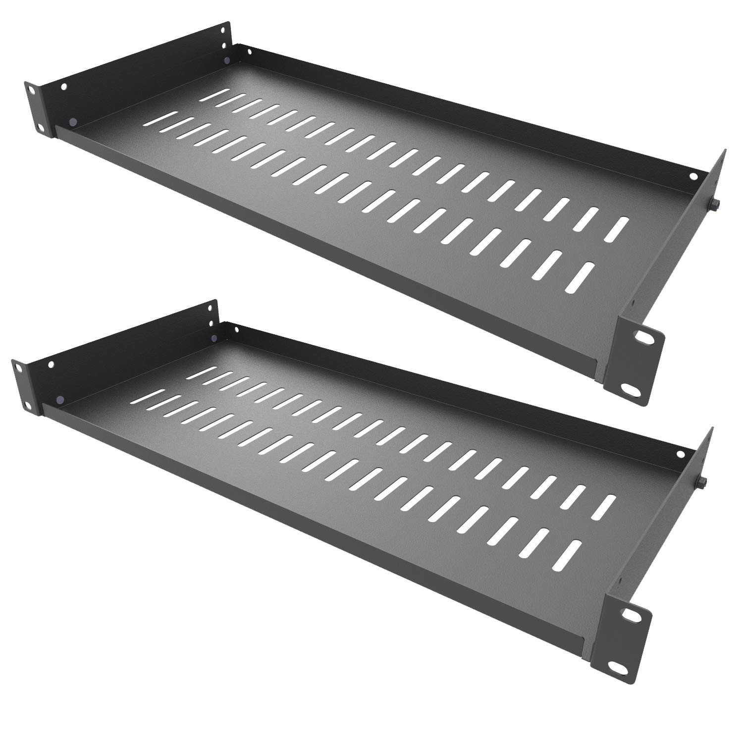 Jingchengmei 2 Pack of 1U Disassembled Vented Cantilever Server Rack Mount Shelf