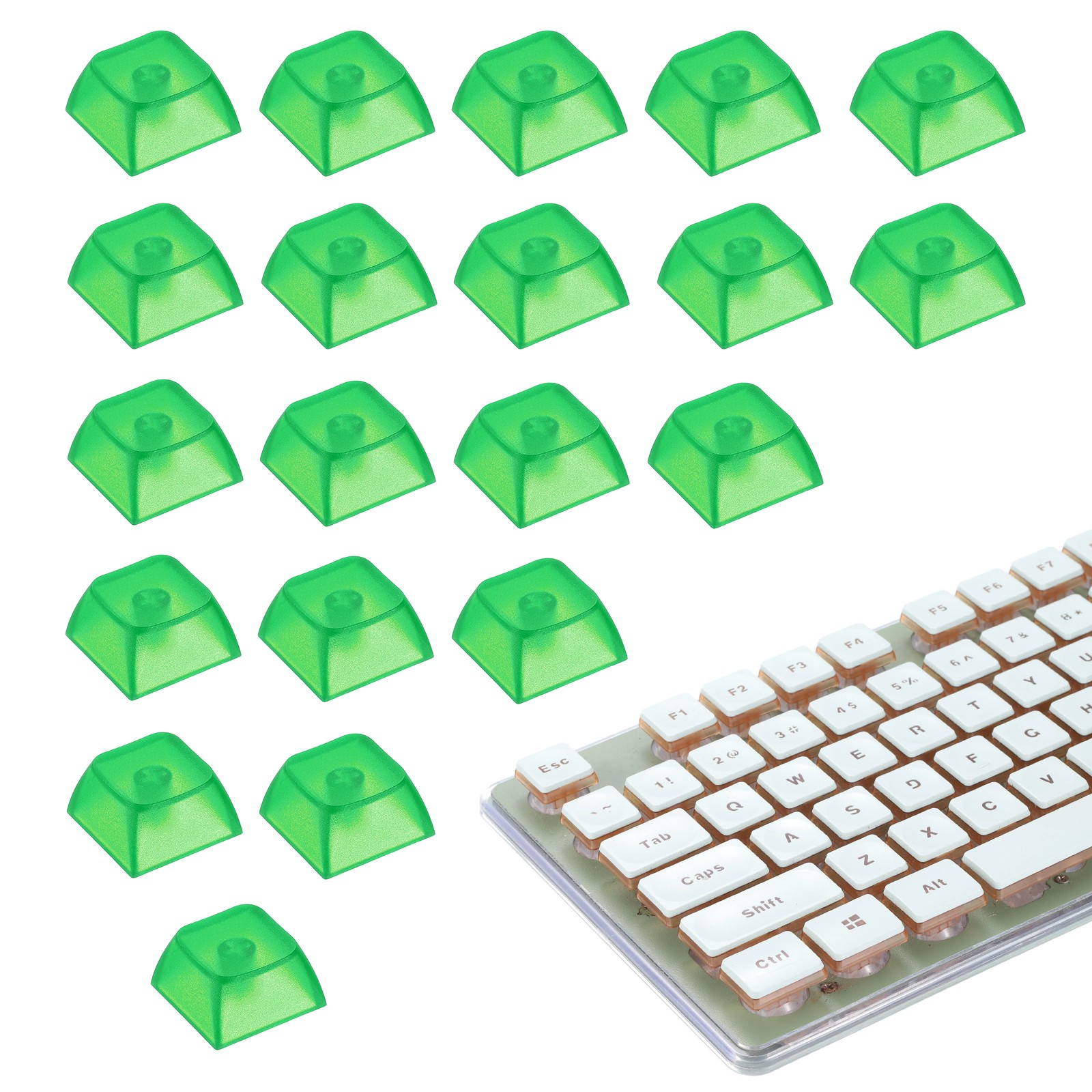 20Pcs XDA Profile Keycap Set PBT Mechanical Numeric Keypads, Clear Green
