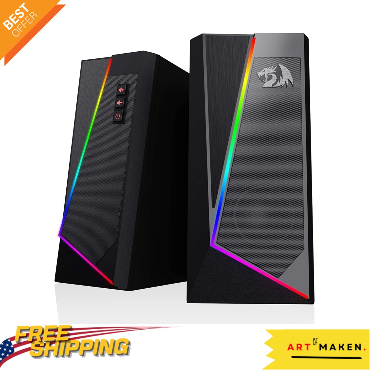 Stylish USB-Powered RGB Speakers - 2.0 Channel with Multi-Device Compatibility