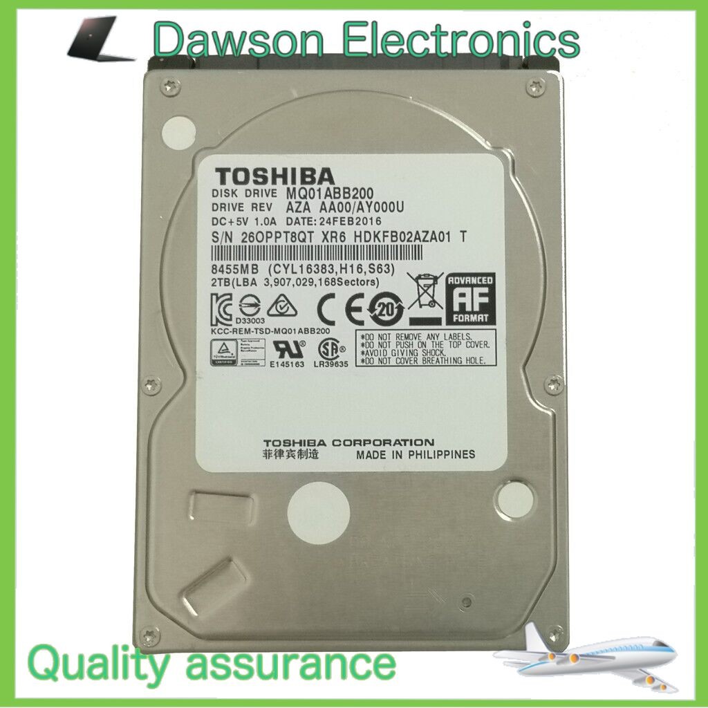 MQ01ABB200 2TB Toshiba Sata 3Gbs 2.5" 5400RPM 8MB HDD Hard Drive-15mm